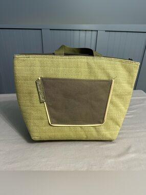 Picnic at Ascot Insulated Lunch Cooler Bag Sage Green Tote Zip Front Pocket